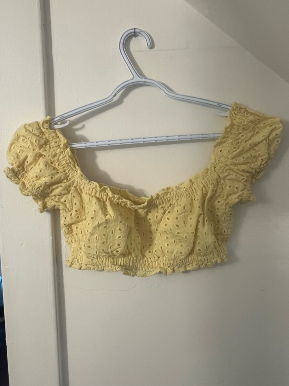 Butter Yellow Eyelet Sunday Best Crop-top